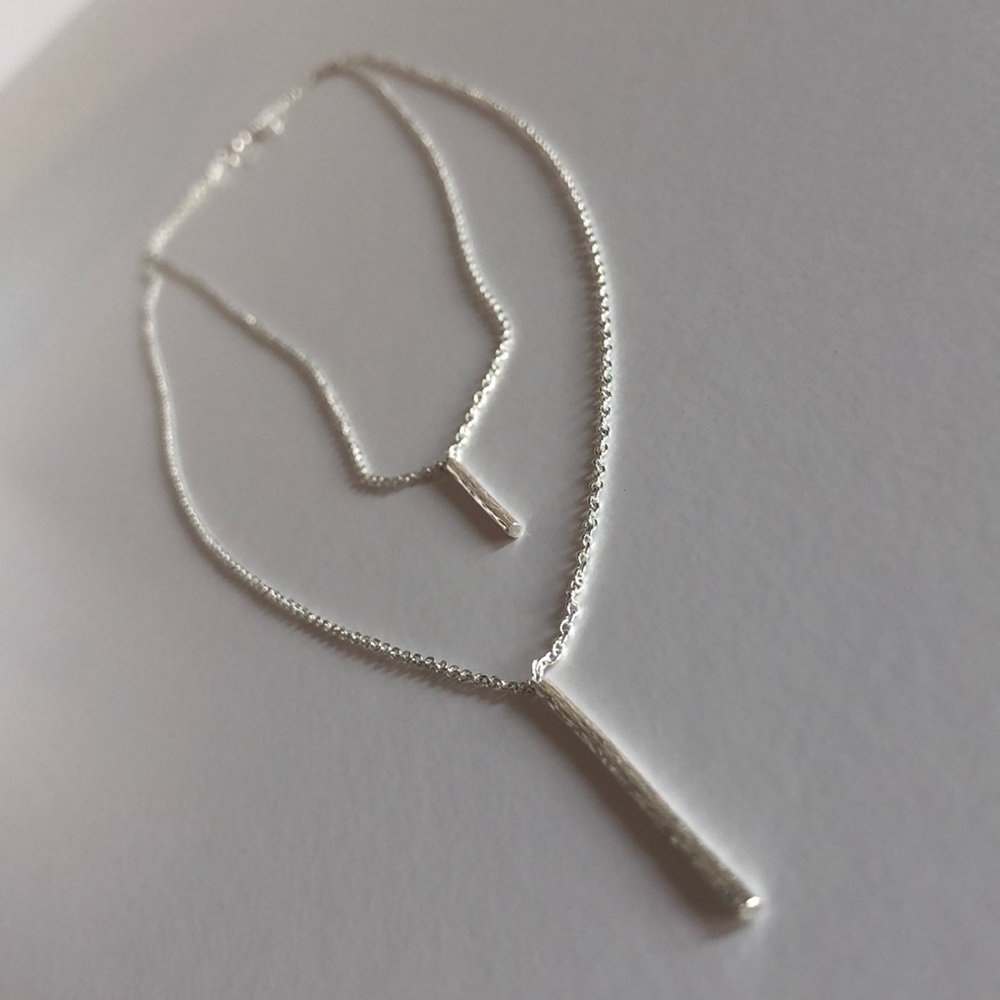 Silver two layer minimalist necklace